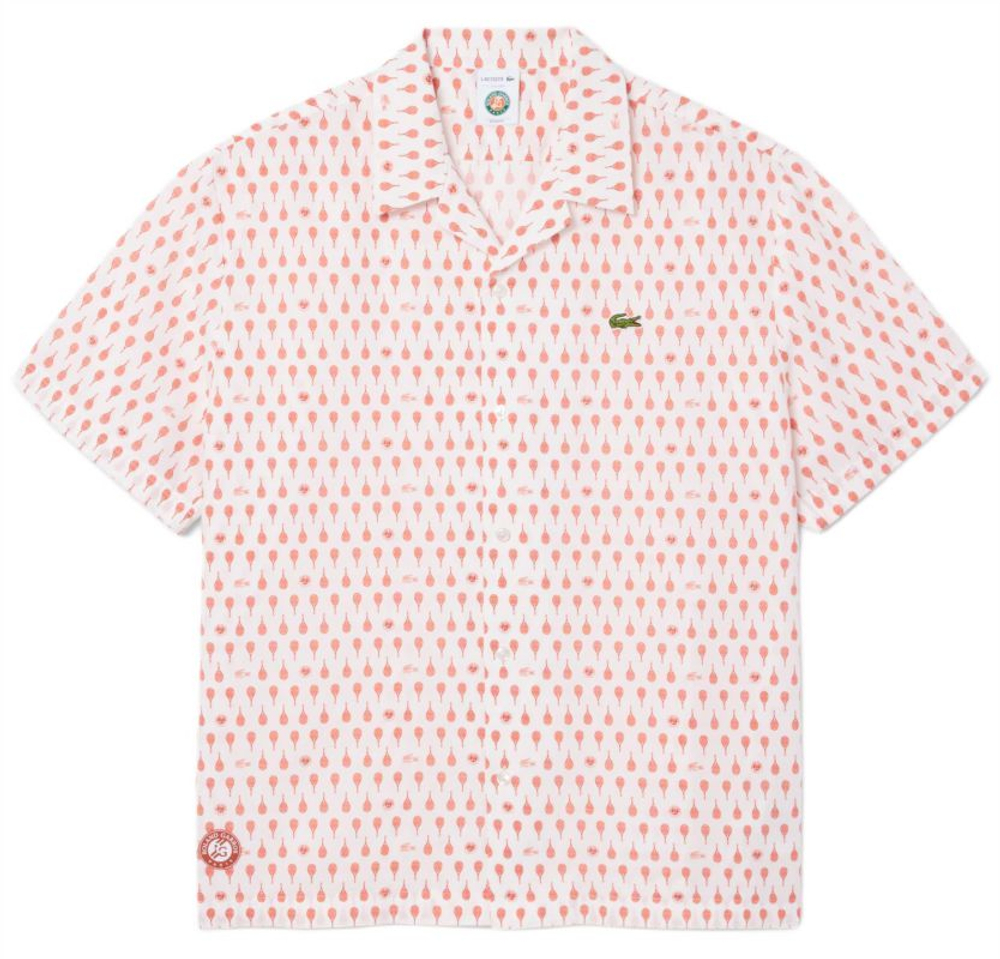 Теннисное поло Lacoste Roland-Garros Edition Print - flour/briquette