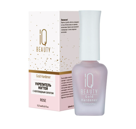 IQ Beauty Rose - Укрепитель для ослабленных и ломких ногтей с коллоидным золотом, 12,5мл