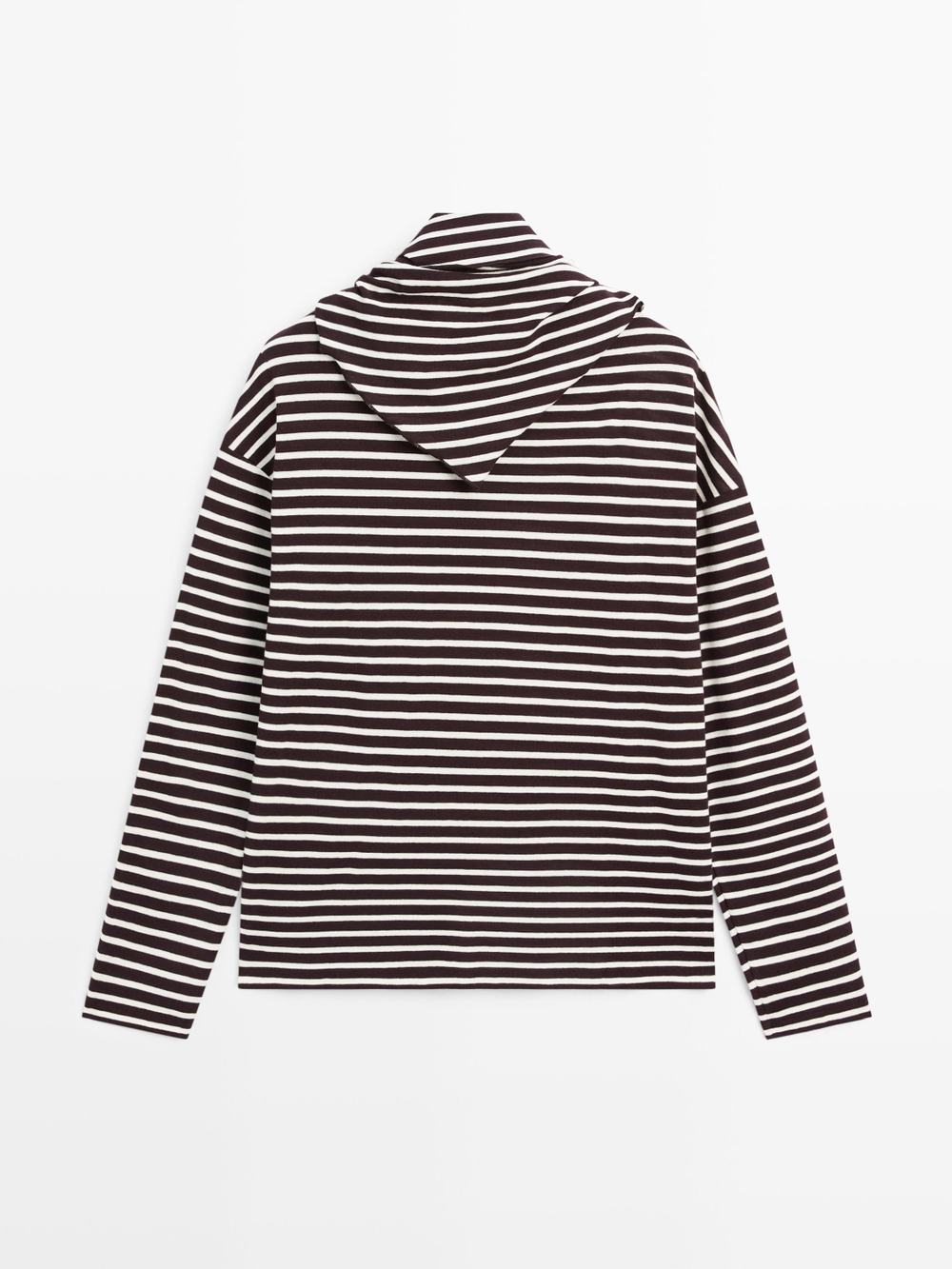 Massimo Dutti Футболка в полоску из смесового хлопка с шарфом, коричневый