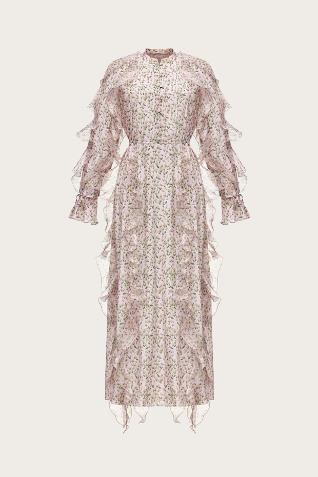 Платье-миди из шелковой органзы
