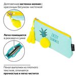 Пенал-косметичка BRAUBERG, канвас с объемной аппликацией, "Ananas", 20х3х9 см, 229002