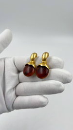 Серьги с коричневыми вставками