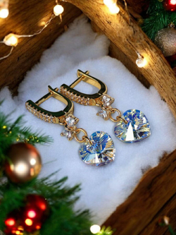 Серьги-сердечки с кристаллами Сваровски "Маленькая принцесса"