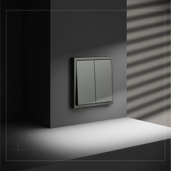 Выключатель встраиваемый Voltum S70 двухклавишный 10А, (титан) VLS020106