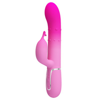 Розовый вибратор-кролик 22,6см с вращением и массажем бусин Pretty Love Rabbit Vibrator Shima Pink BW-500051-4