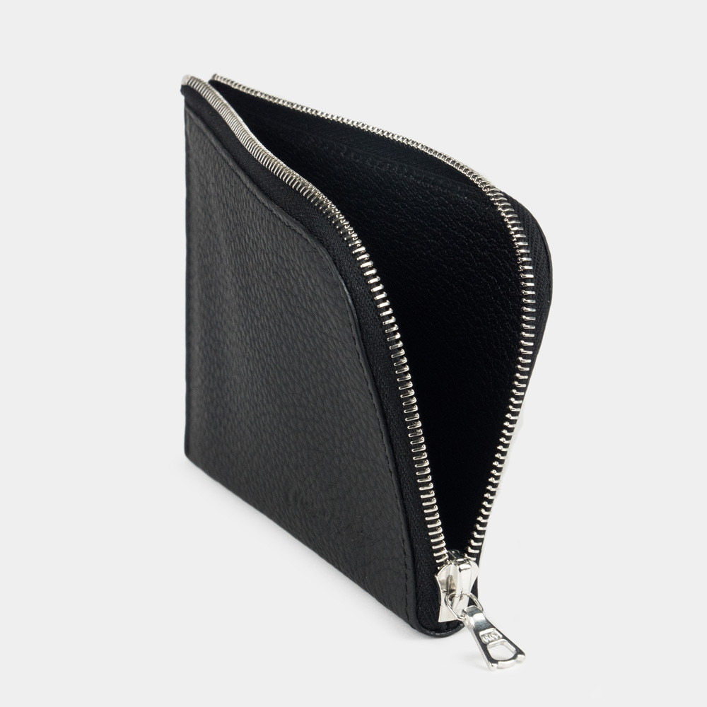 Кошелек кожаный, теленок черного цвета