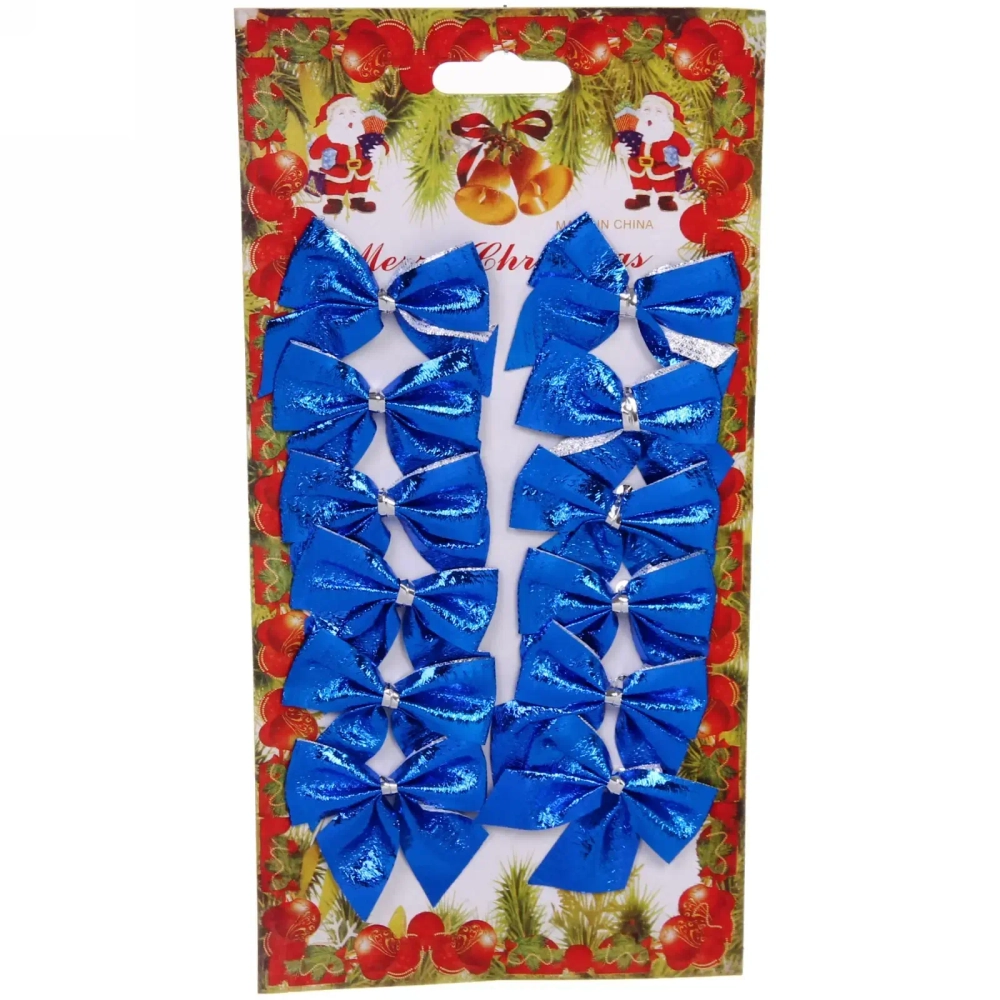 Бант на ёлку «Синий шик» 6 см (набор 12 шт)