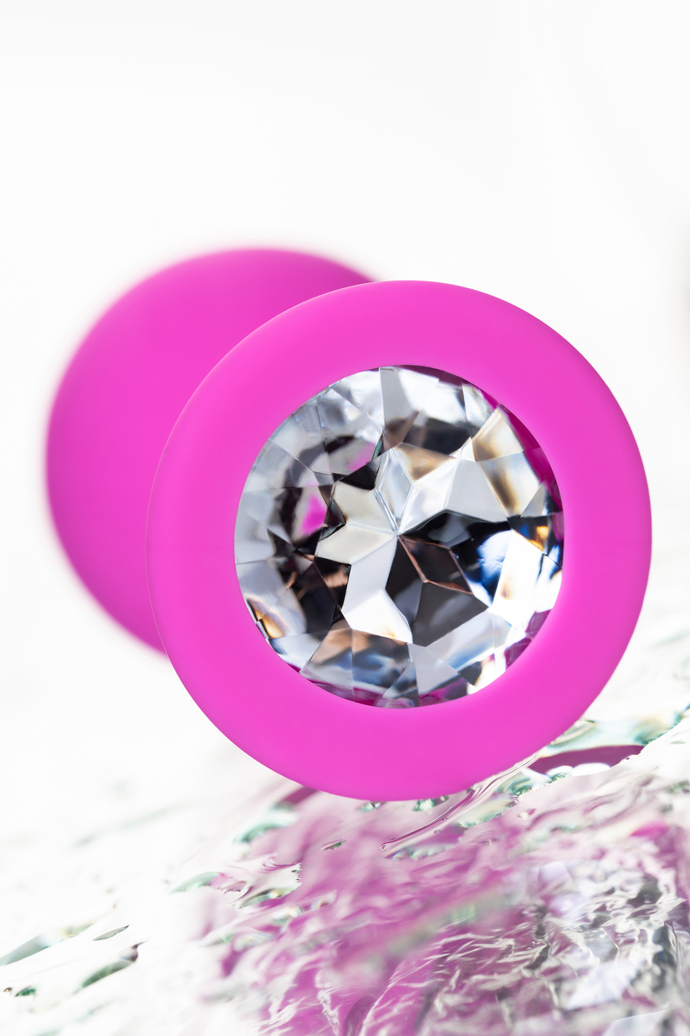 Анальная втулка ToDo by Toyfa розовая с прозрачным кристаллом 8 см