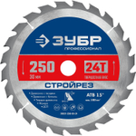 ЗУБР Стройрез 250х30мм 24Т, диск пильный по строительной древесине