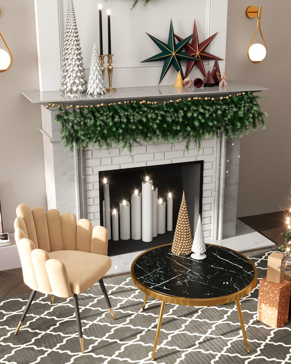 Журнальный столик Гелиос 80*80 стекло черный мрамор сталь золото