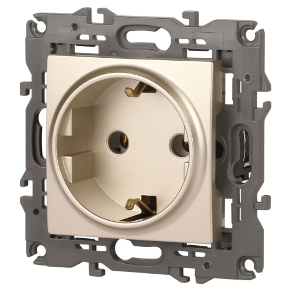 14-2101-04 ЭРА Розетка 2P+E Schuko, 16A-250В, IP20, Эра Elegance, шампань