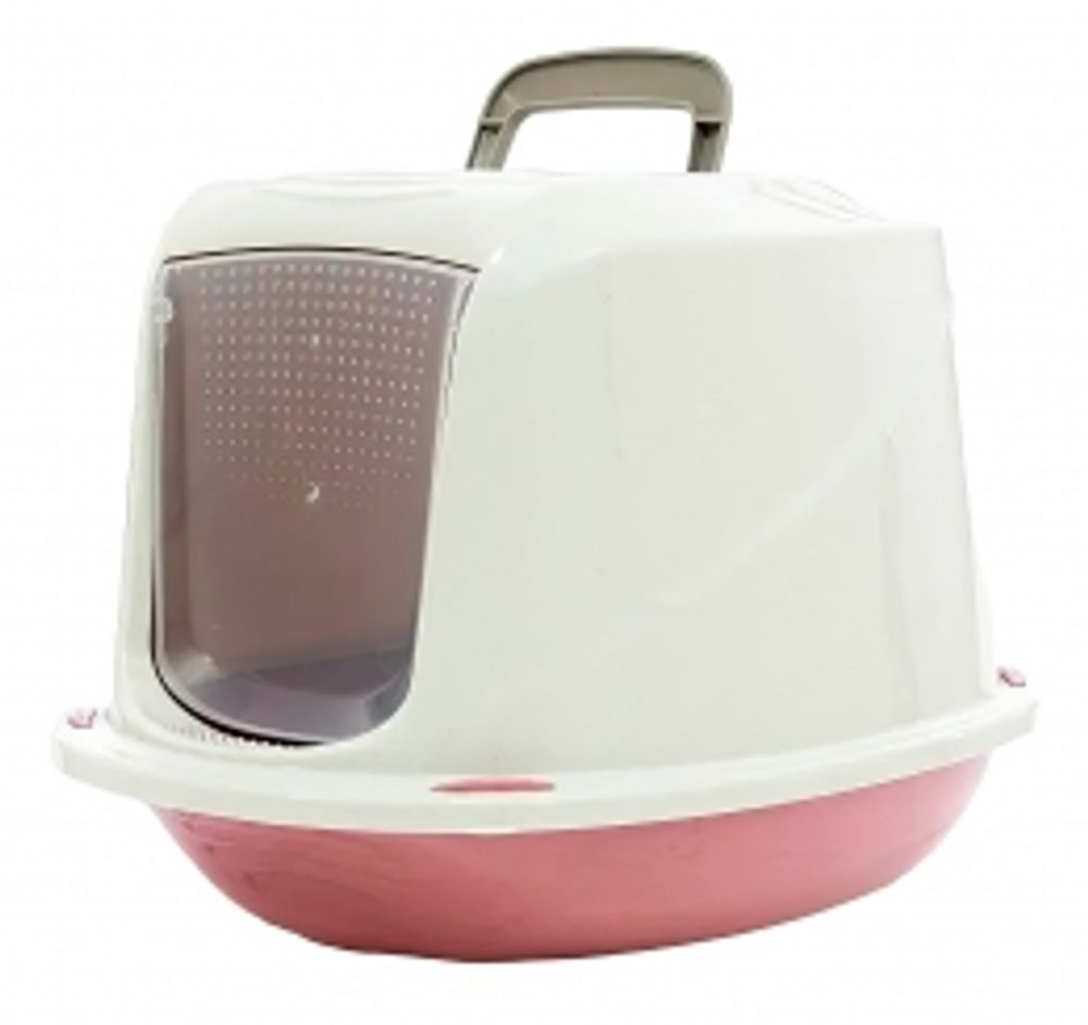Туалет для кошек Georplast Galaxy Deluxe закрытый, пластиковый, розовый, 45х36х31.5 см