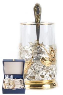 Подстаканник Рыбалка с позолотой