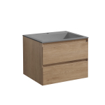 Тумба под раковину Vincea Luka 600 подвесная, 2 выкатных ящика soft-close, N.Oak