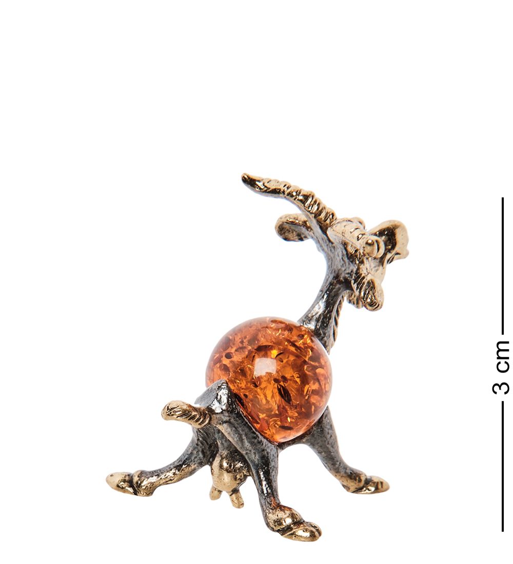 AM- 338 Фигурка «Коза» (латунь, янтарь)