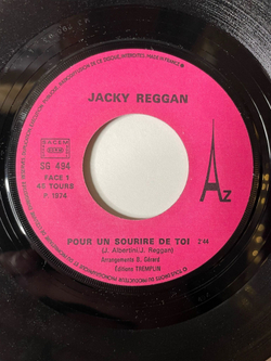 Винтажная виниловая пластинка LP Jacky Reggan Pour Un Sourire De Toi (France 1974) 7 дюймов