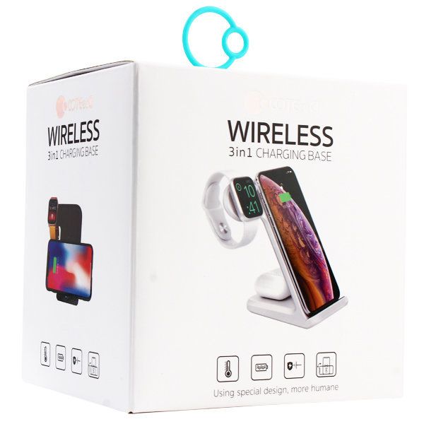 Беспроводное зарядное устройство COTEetCI для Apple iPhone/ Watch 1-5series/ Air Pods 3в1 Wireless Charger (CS5169-WH) Белый