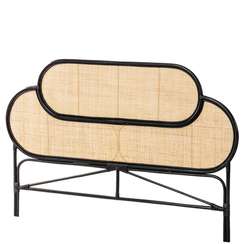 Изголовье из ротанга Lalita с черным каркасом 170х120 см