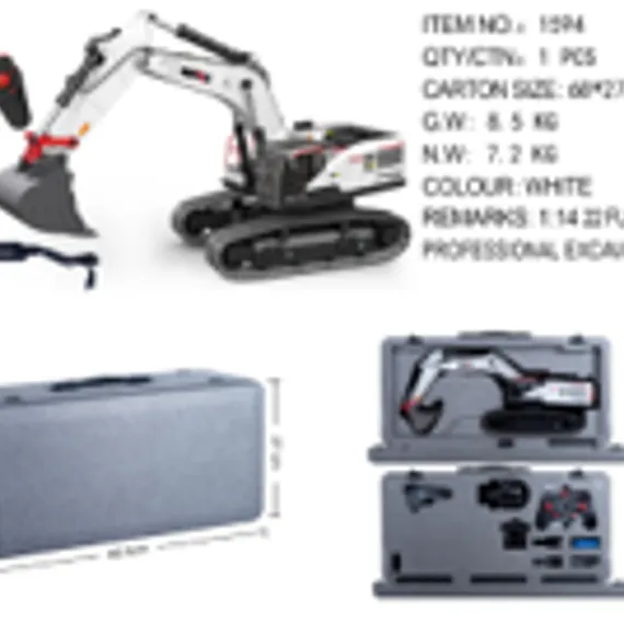 Радиоуправляемый экскаватор белый HUI NA TOYS масштаб 1:14 2.4G - HN1594