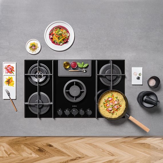 Газовая панель с вытяжкой Elica NIKOLATESLA FLAME EVO BL/A/88