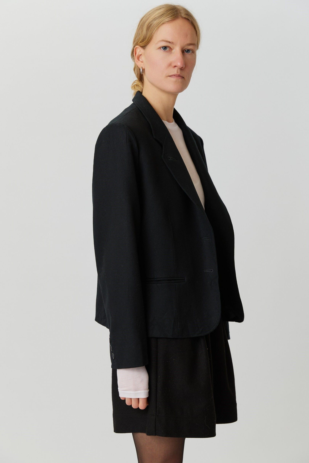 Укороченный винтажный жакет из чёрной шерсти