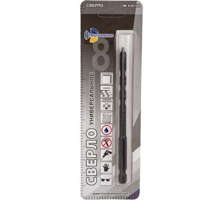 8 Сверло копьевидное со спиральным корпусом Trio-Diamond Универсальное 2B8*75 mm