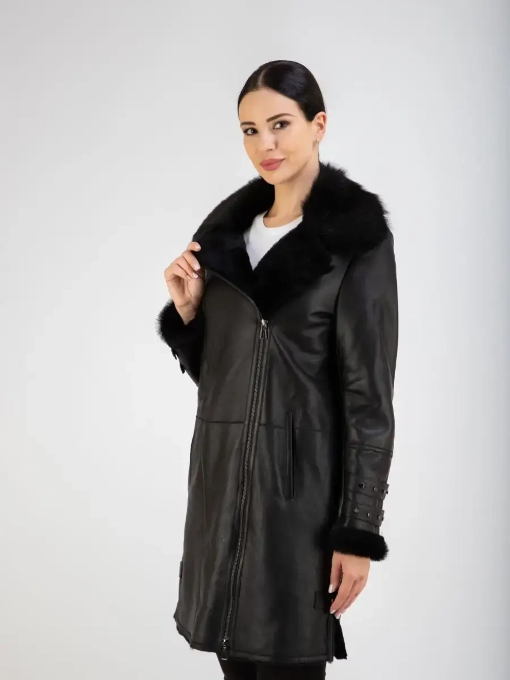 Дубленка зима натуральная длинная Турция