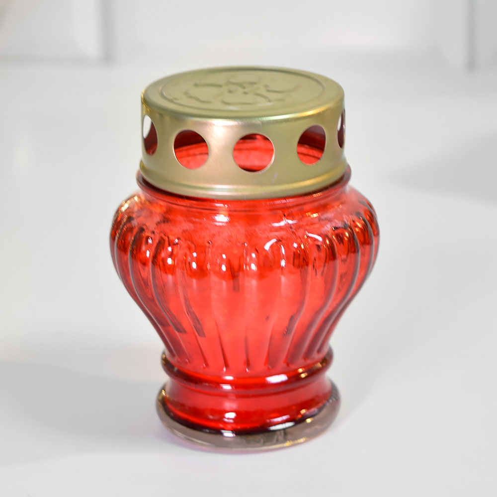 Лампада D9см стеклянная, цвет красный