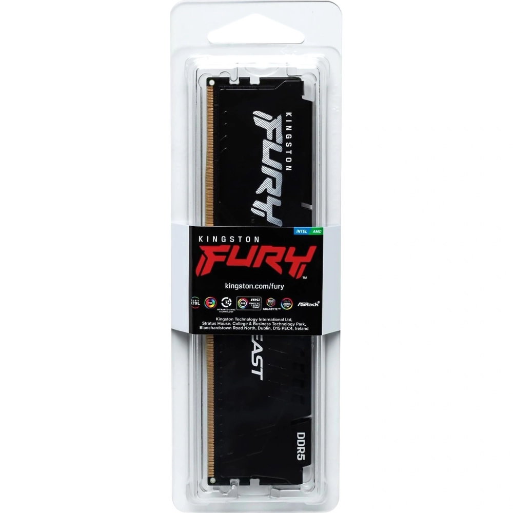 Память оперативная Kingston DDR5 16GB 6000MHz Fury Beast Black Expo RTL Gaming (KF560C30BBE-16)