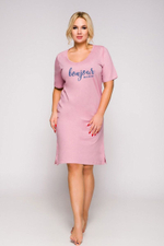 Женская хлопковая сорочка Bella с круглым вырезом (Размер: XXL) (Цвет: сиреневый)