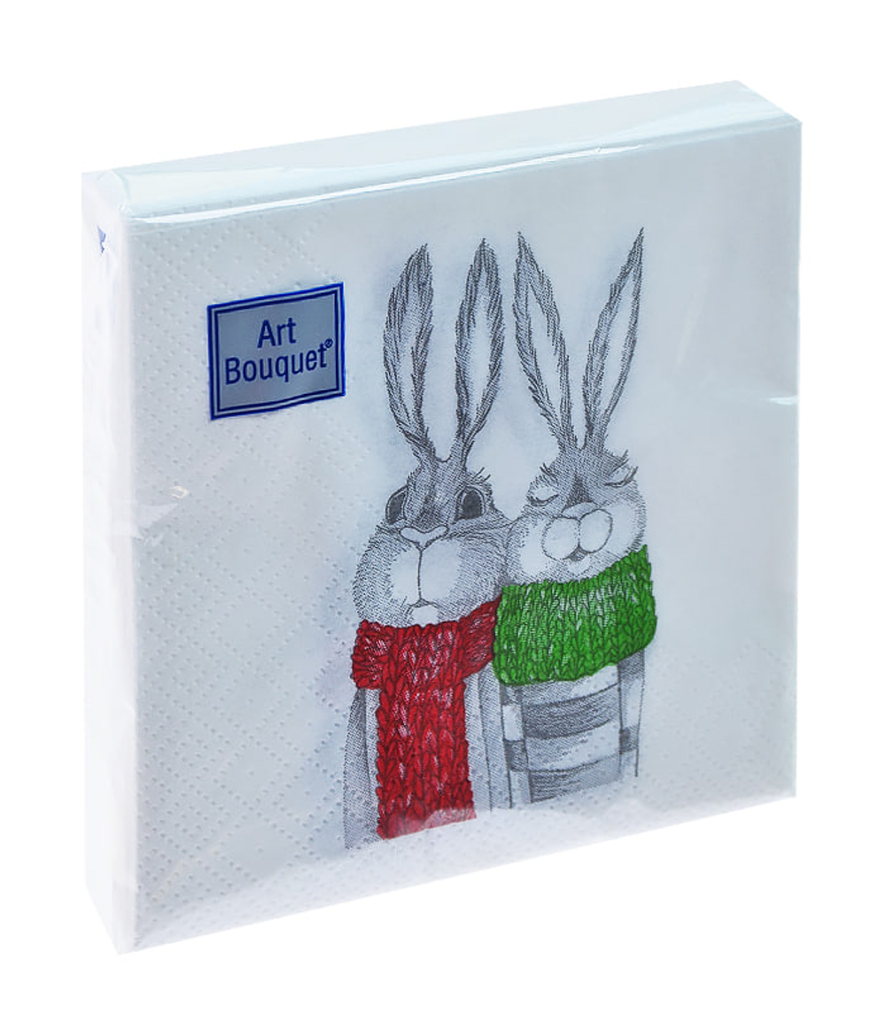 Салфетка бумажная DESNA BOUQUET 20*20 см, 2-сл, упак. 30 листов КРОЛИКИ