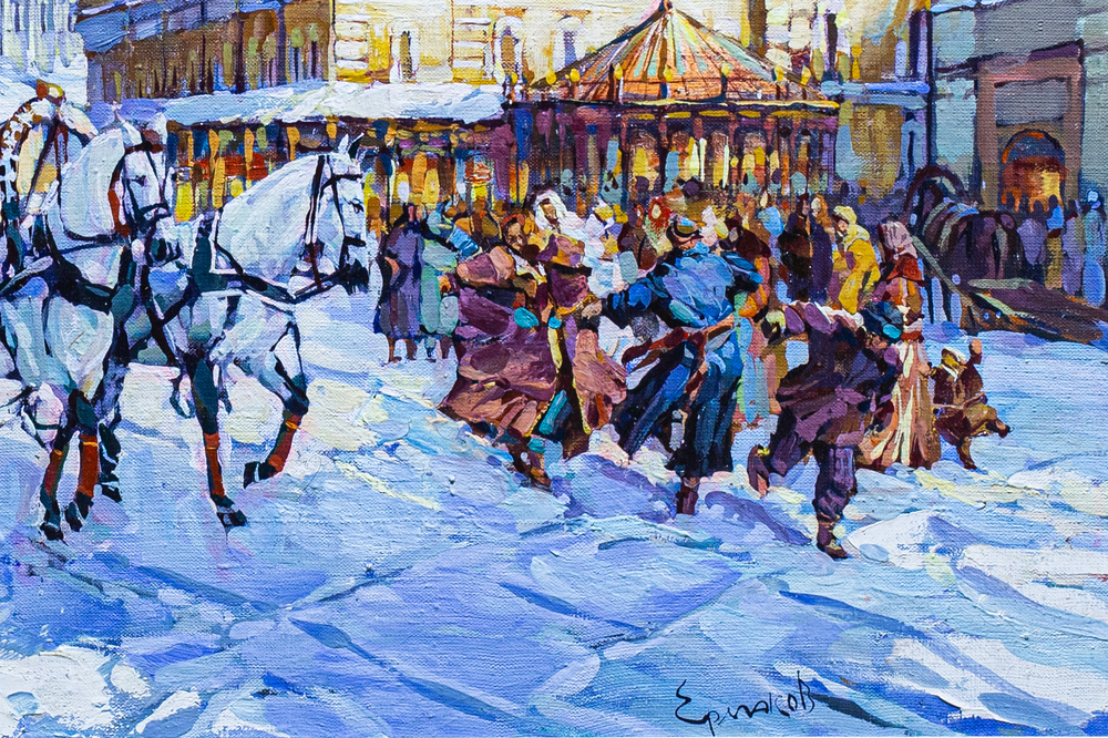 Ермаков С. Зима в Москве. Масло. XXI в.