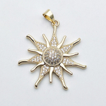 Подвеска Солнце, позолота, фианиты, размер 30*27 мм + бейл, цена за 1 шт