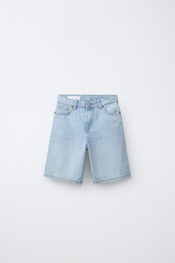 ZARA ДЖИНСОВЫЕ ШОРТЫ RELAXED BAGGY, ГОЛУБОЙ