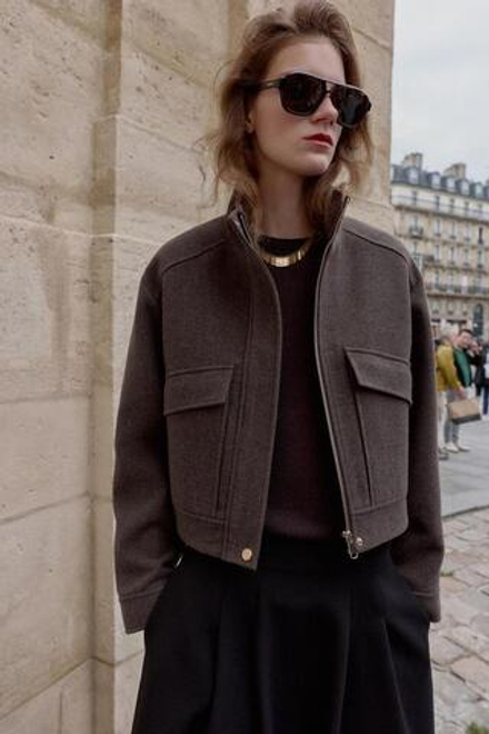 ZARA МЯГКАЯ КУРТКА С ВЫСОКИМ ВОРОТНИКОМ, КОРИЧНЕВЫЙ