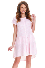 Сорочка свободного кроя в тонкую полоску (Размер: L) (Цвет: нежно-розовый)