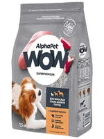Корм для собак премиум сухой AlphaPet WOW для животных мелких пород, с индейкой и рисом, 1,5 кг