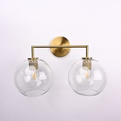 Бра Rh Utilitaire Globe Shade Double Sconce Brass By Imperiumloft