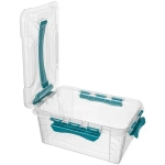 Контейнер для хранения с крышкой, ручкой и ручками-защелками «GRAND BOX», голубой, 29*19*12,4см, 4,2л