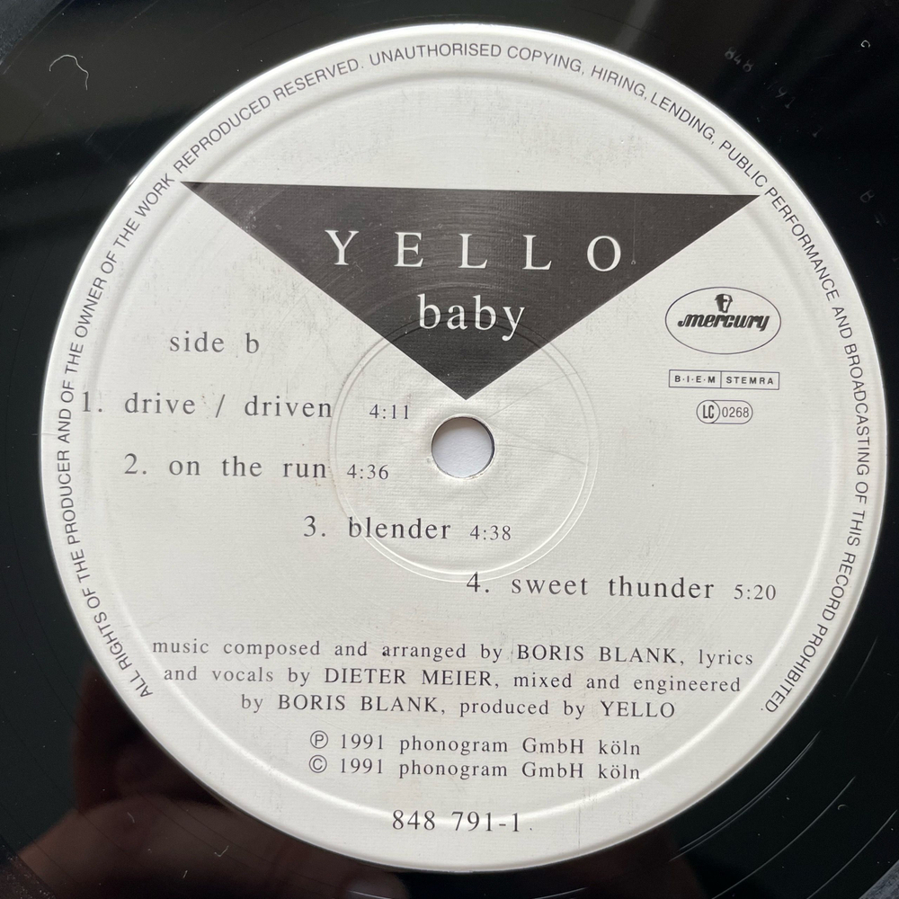 Винтажная виниловая пластинка LP Yello Baby (Германия 1991)