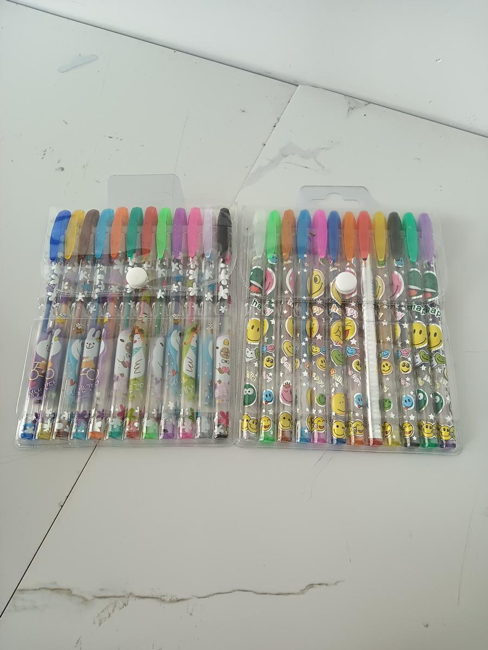 Набор гелевых ручек 12 цветов с блестками, рисунок на корпусе