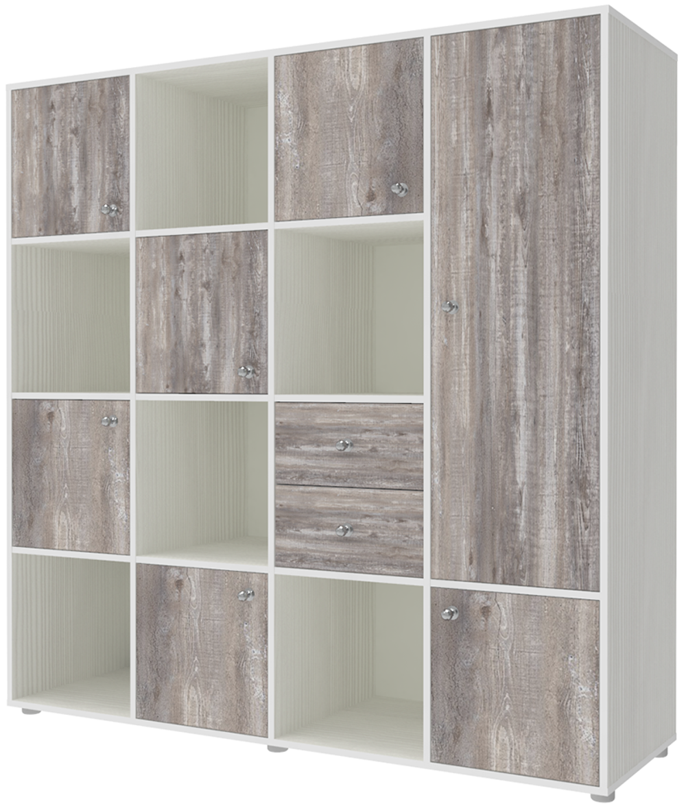 Стеллаж КарИВи Джери 2 Белое Дерево Бетон