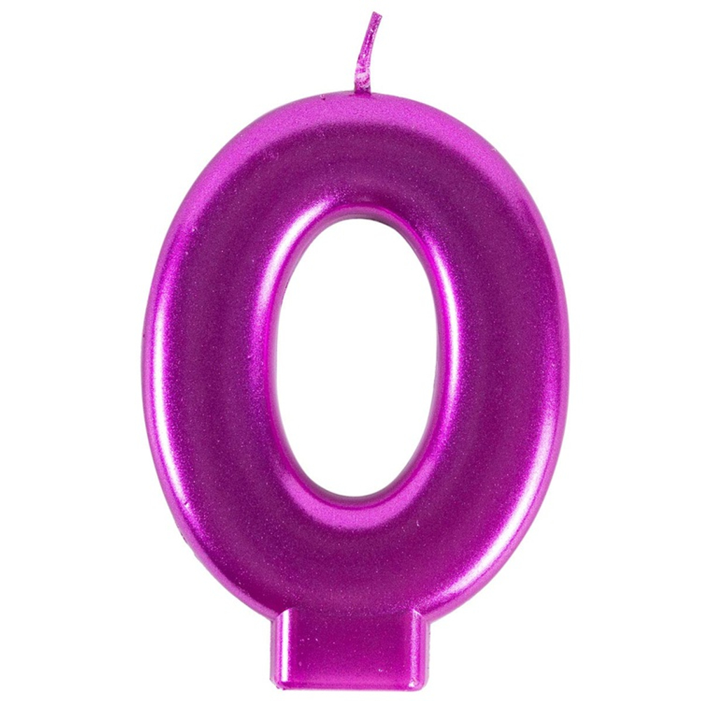 Свечи-цифры "Ярко-розовые металлик" 8 см (от 0 до 9)