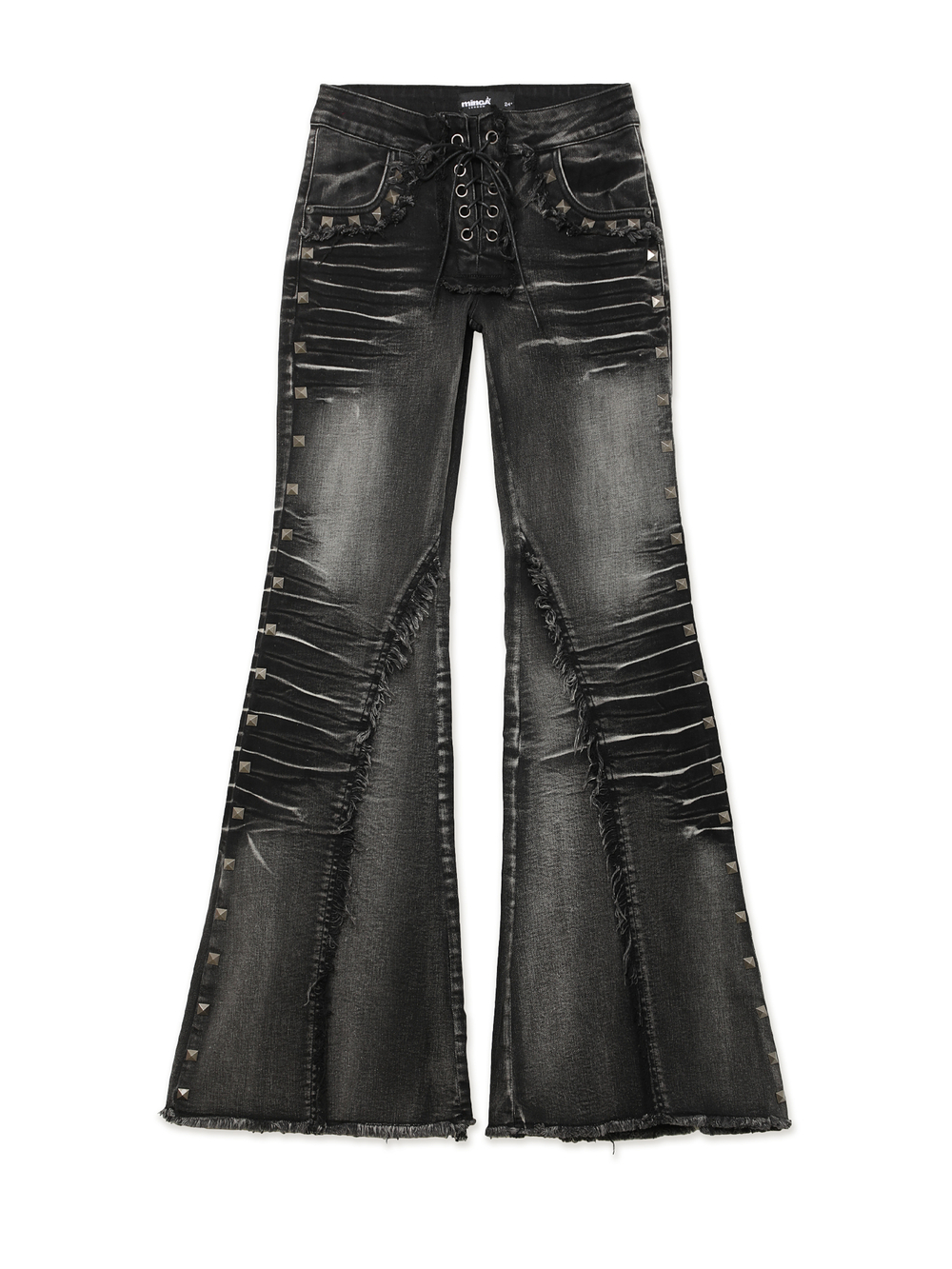 Женские Джинсы (Regular Fit) Sadie Black Washed Studded Lace Up Flare