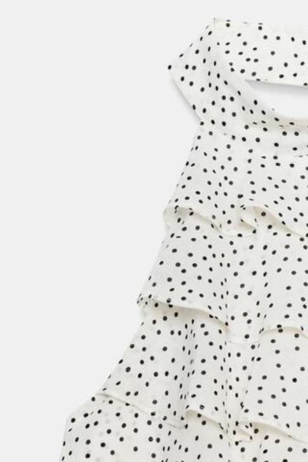 ZARA ТОП ИЗ ЖОРЖЕТА С ГОРЛОВИНОЙ ХАЛТЕР, БЕЛЫЙ/ЧЕРНЫЙ