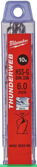 Сверло по металлу Milwaukee Thunderweb HSS-G 6x93мм 10шт (4932352390)