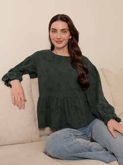 Блузка с баской с длинным рукавом