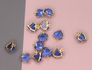 Подвеска сердце синее золото 9х7 мм