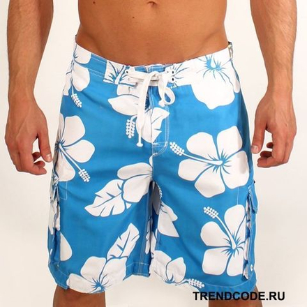 Мужские шорты пляжные голубые с принтом ABERCROMBIE&FITCH 52814