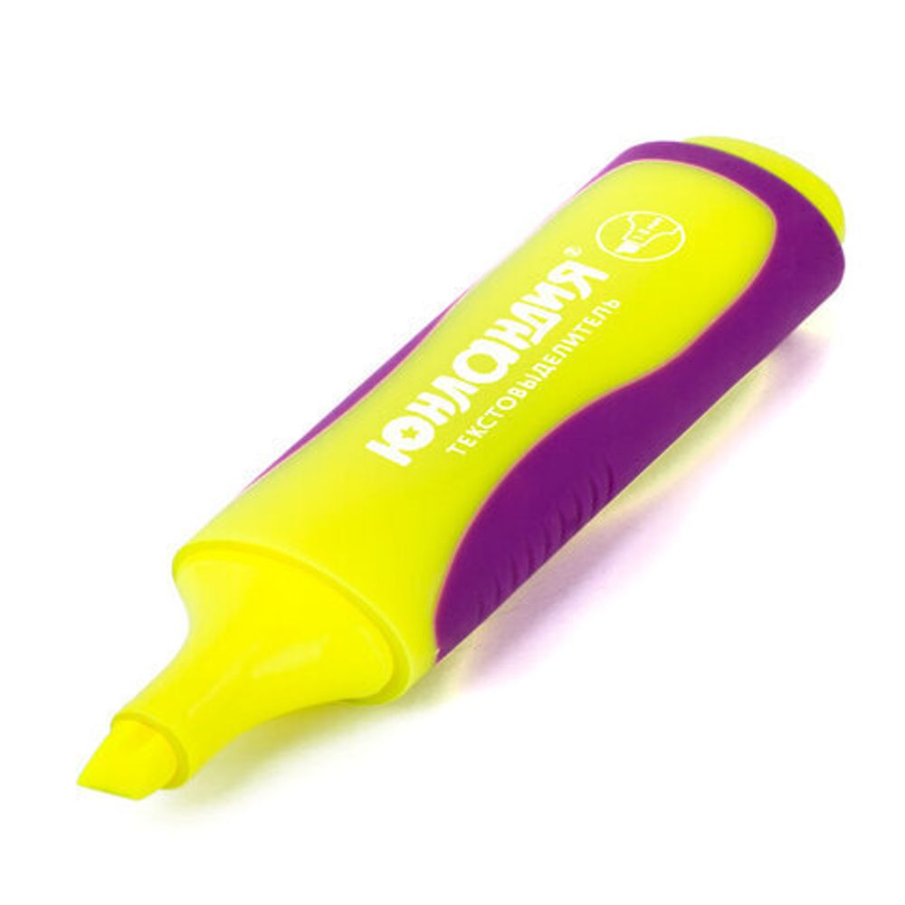 Текстовыделитель ЮНЛАНДИЯ "ELASTIC", ЖЕЛТЫЙ, прорезиненный корпус, линия 1-5 мм, 151759
